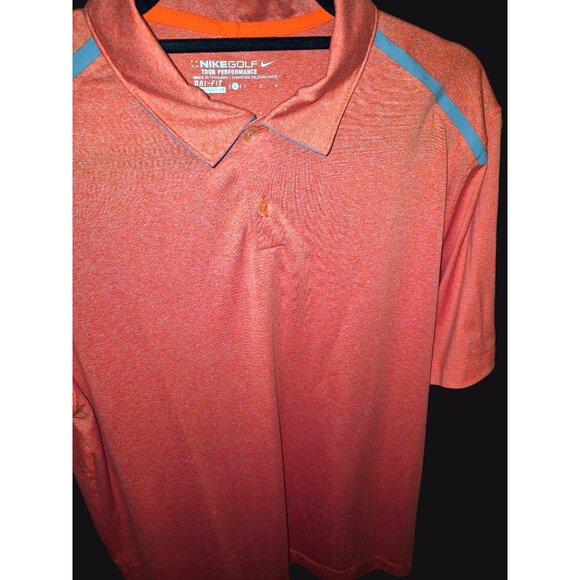 Nike Golf Dri-Fit Tour Performance Polo Shirt Orange Heather W/ Gray Accents Lar - Picture 4 of 8